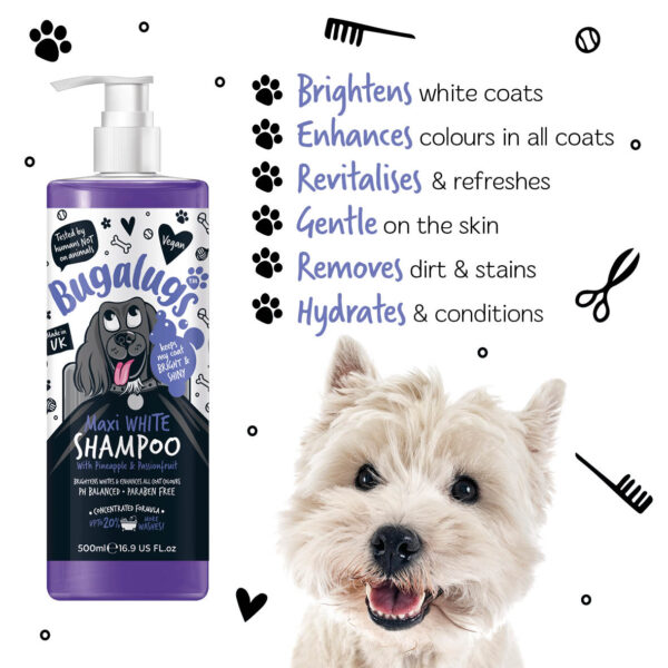 Bugalugs Maxi White Dog Grooming Shampoo 250ml - Image 3