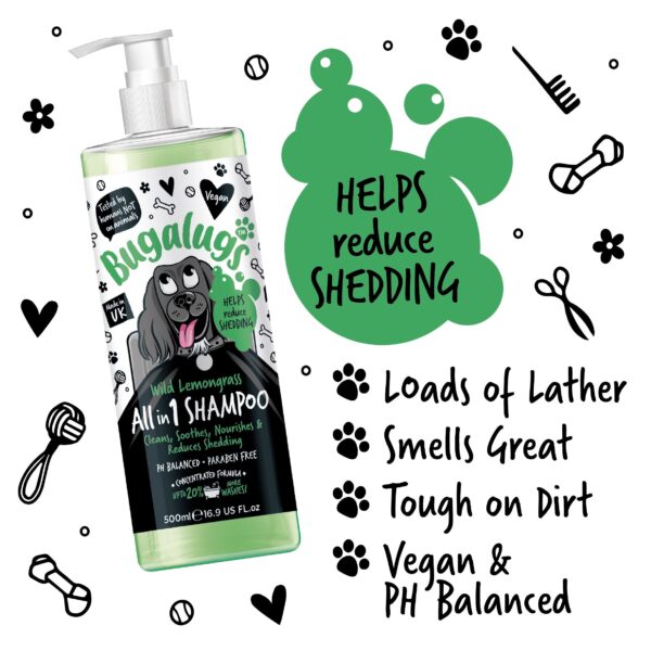 Bugalugs Wild Lemon Grass All In 1 Dog Grooming Shampoo 500ML - Image 3