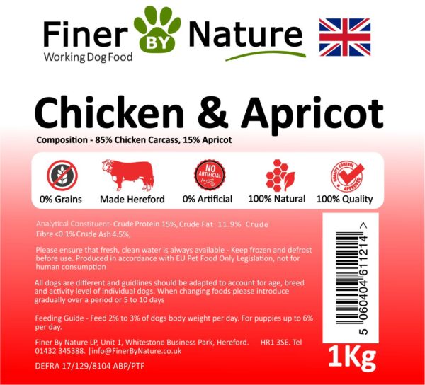 Finer By Nature Chicken and Apricot Raw Dog Food 1kg - Image 2