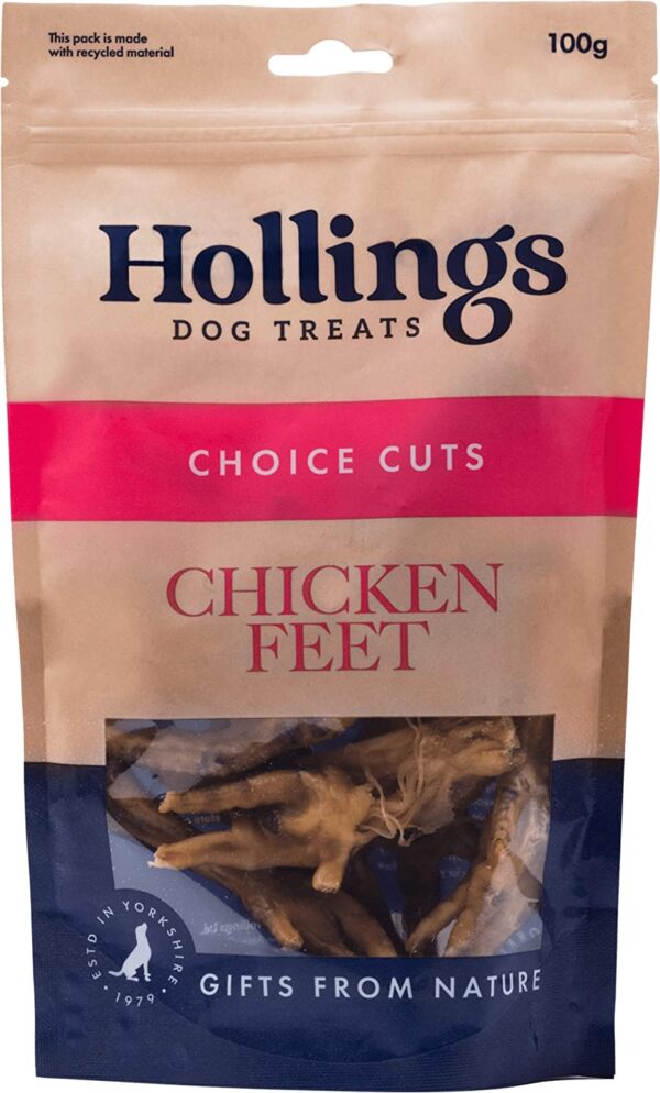 Hollings 100% Natural Chicken Feet Dog Treat 100g - Image 2