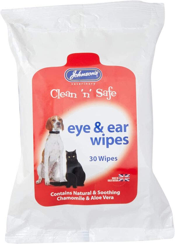 Johnson's Clean 'n' Safe Eye & Ear Wipes For Dogs and Cats 30 Pack - Image 2