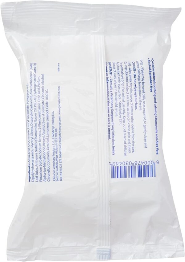 Johnson's Clean 'n' Safe Eye & Ear Wipes For Dogs and Cats 30 Pack - Image 3