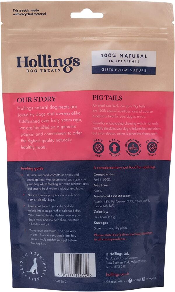 Hollings 100% Natural Pig Tails Dog Treat 120g - Image 3
